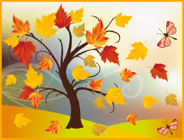 free vector Autumn trees vector